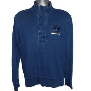Vintage La Martina Sweatshirt Mens L Blue Button Neck Embroidered Polo #2